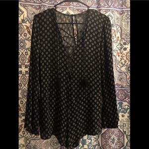 Bell Sleeve Black and White Lace Tie Up Romper
